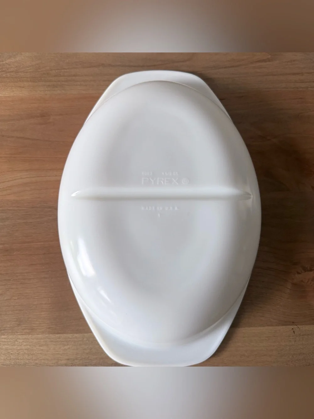 Vintage Pyrex 1063 White Milk Glass Divided Casserole Baking Dish 13” USA No Lid